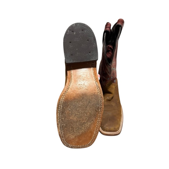 Justin Women's Bent Rail Cowgirl Boots Western Leather Suede Red Blue Size 6.5 B - Picture 7 of 7